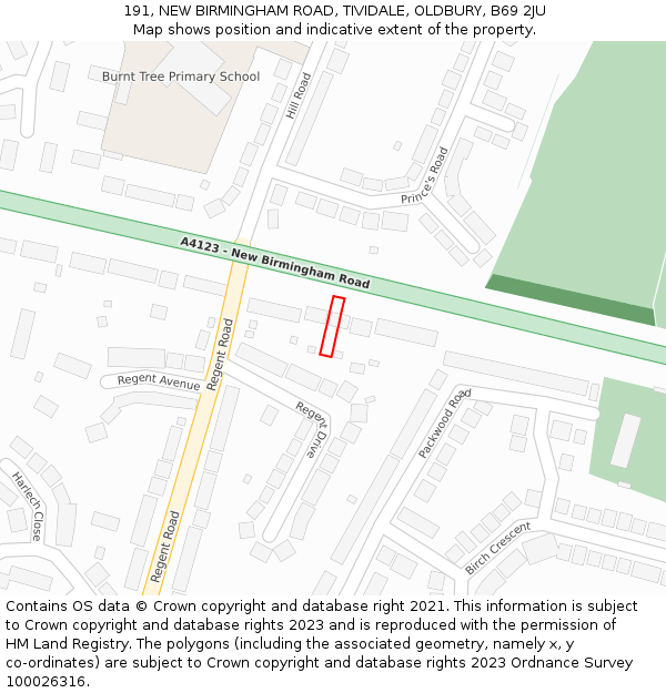 191, NEW BIRMINGHAM ROAD, TIVIDALE, OLDBURY, B69 2JU: Location map and indicative extent of plot