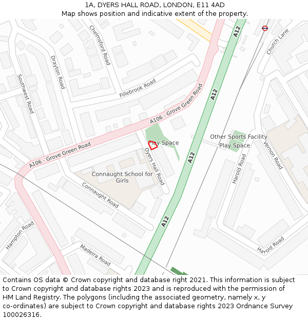 1A, DYERS HALL ROAD, LONDON, E11 4AD: Location map and indicative extent of plot