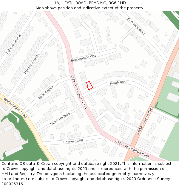 1A, HEATH ROAD, READING, RG6 1ND: Location map and indicative extent of plot