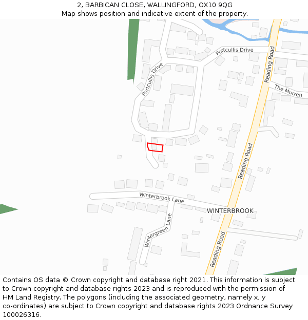 2, BARBICAN CLOSE, WALLINGFORD, OX10 9QG: Location map and indicative extent of plot