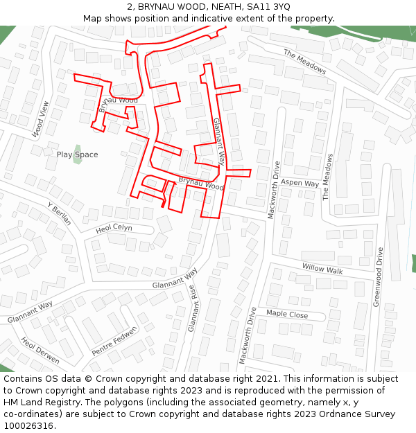 2, BRYNAU WOOD, NEATH, SA11 3YQ: Location map and indicative extent of plot
