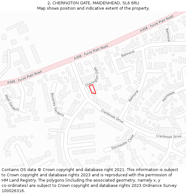 2, CHERINGTON GATE, MAIDENHEAD, SL6 6RU: Location map and indicative extent of plot