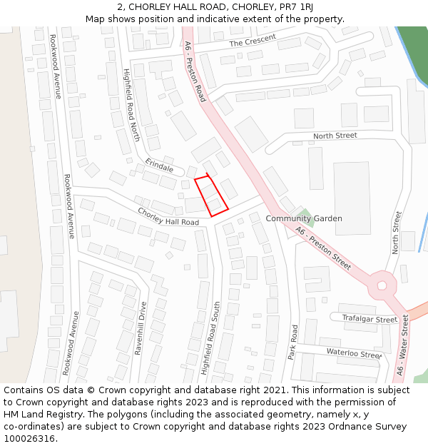 2, CHORLEY HALL ROAD, CHORLEY, PR7 1RJ: Location map and indicative extent of plot