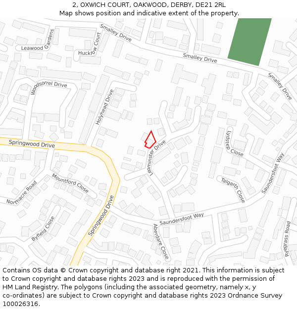 2, OXWICH COURT, OAKWOOD, DERBY, DE21 2RL: Location map and indicative extent of plot