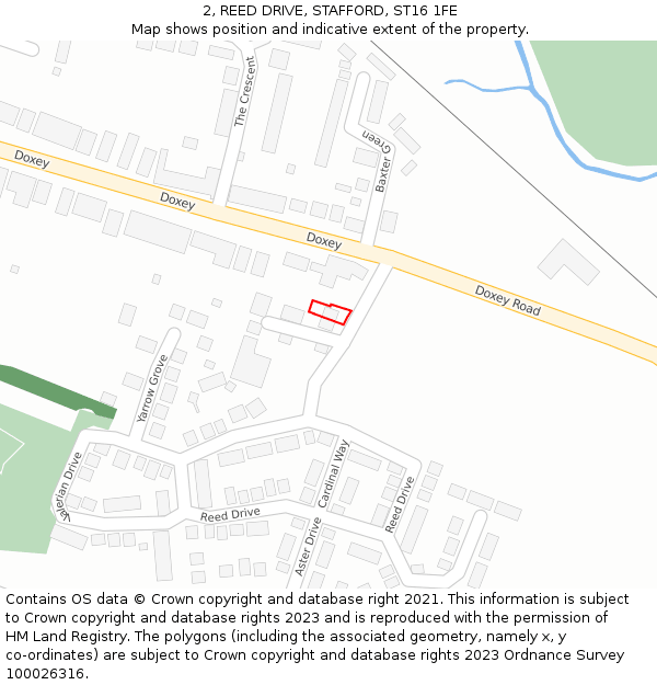 2, REED DRIVE, STAFFORD, ST16 1FE: Location map and indicative extent of plot