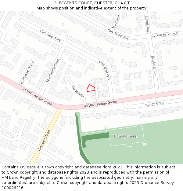 2, REGENTS COURT, CHESTER, CH4 8JT: Location map and indicative extent of plot