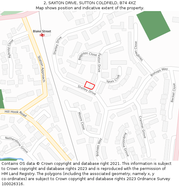 2, SAXTON DRIVE, SUTTON COLDFIELD, B74 4XZ: Location map and indicative extent of plot