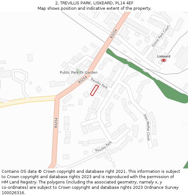2, TREVILLIS PARK, LISKEARD, PL14 4EF: Location map and indicative extent of plot