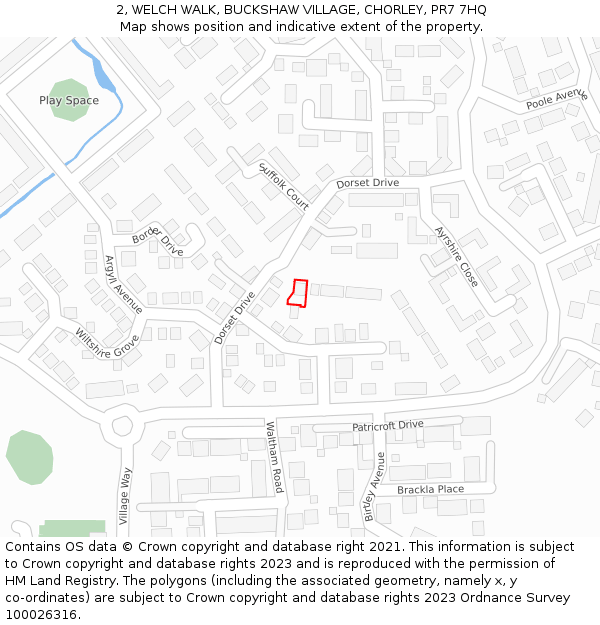 2, WELCH WALK, BUCKSHAW VILLAGE, CHORLEY, PR7 7HQ: Location map and indicative extent of plot