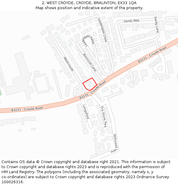 2, WEST CROYDE, CROYDE, BRAUNTON, EX33 1QA: Location map and indicative extent of plot