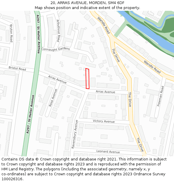 20, ARRAS AVENUE, MORDEN, SM4 6DF: Location map and indicative extent of plot