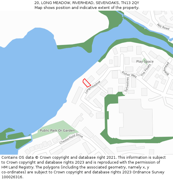 20, LONG MEADOW, RIVERHEAD, SEVENOAKS, TN13 2QY: Location map and indicative extent of plot