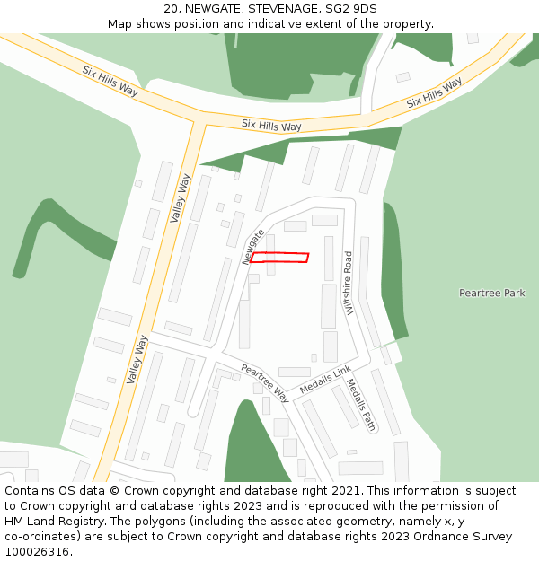 20, NEWGATE, STEVENAGE, SG2 9DS: Location map and indicative extent of plot