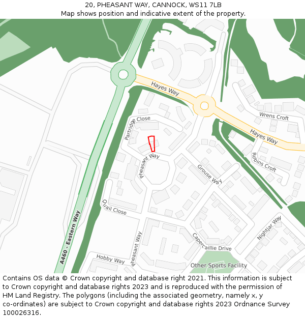 20, PHEASANT WAY, CANNOCK, WS11 7LB: Location map and indicative extent of plot