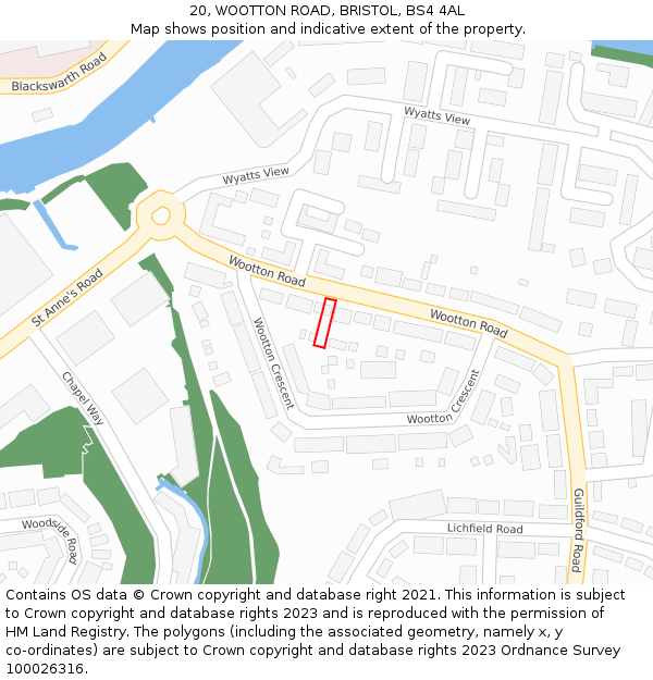 20, WOOTTON ROAD, BRISTOL, BS4 4AL: Location map and indicative extent of plot
