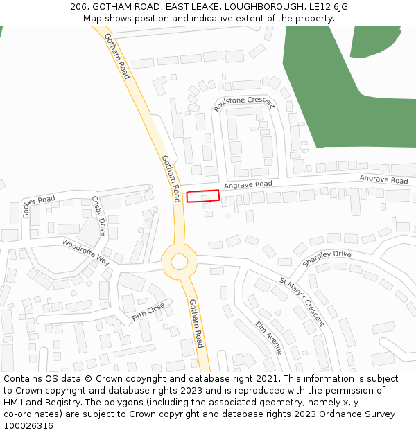 206, GOTHAM ROAD, EAST LEAKE, LOUGHBOROUGH, LE12 6JG: Location map and indicative extent of plot
