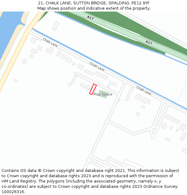 21, CHALK LANE, SUTTON BRIDGE, SPALDING, PE12 9YF: Location map and indicative extent of plot