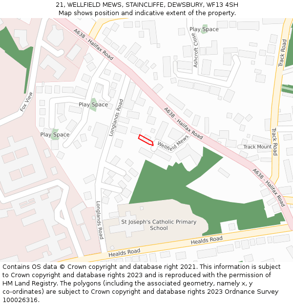 21, WELLFIELD MEWS, STAINCLIFFE, DEWSBURY, WF13 4SH: Location map and indicative extent of plot