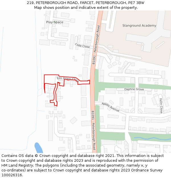 219, PETERBOROUGH ROAD, FARCET, PETERBOROUGH, PE7 3BW: Location map and indicative extent of plot