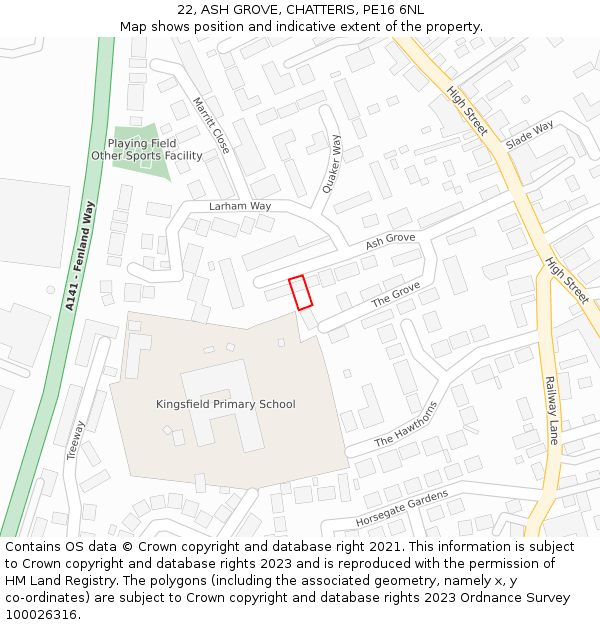 22, ASH GROVE, CHATTERIS, PE16 6NL: Location map and indicative extent of plot
