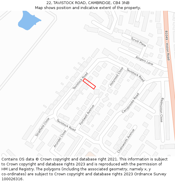 22, TAVISTOCK ROAD, CAMBRIDGE, CB4 3NB: Location map and indicative extent of plot