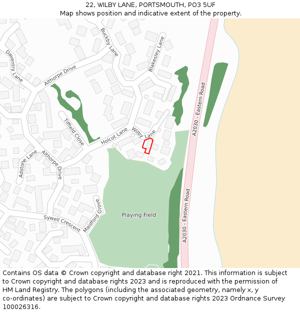 22, WILBY LANE, PORTSMOUTH, PO3 5UF: Location map and indicative extent of plot