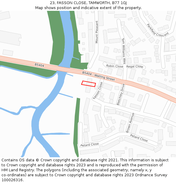 23, FASSON CLOSE, TAMWORTH, B77 1GJ: Location map and indicative extent of plot