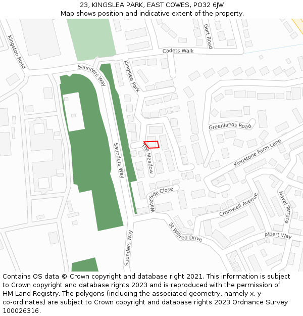 23, KINGSLEA PARK, EAST COWES, PO32 6JW: Location map and indicative extent of plot