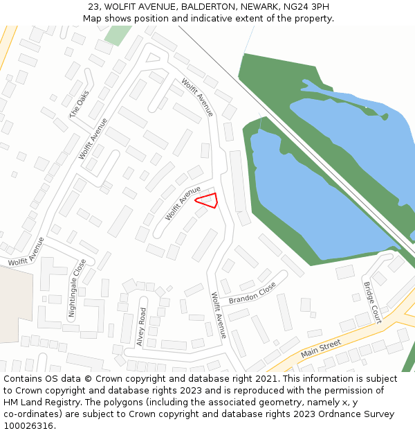 23, WOLFIT AVENUE, BALDERTON, NEWARK, NG24 3PH: Location map and indicative extent of plot