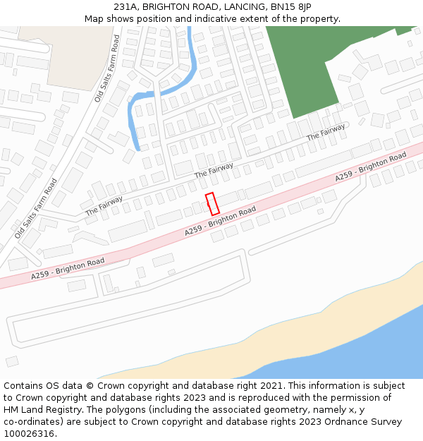 231A, BRIGHTON ROAD, LANCING, BN15 8JP: Location map and indicative extent of plot