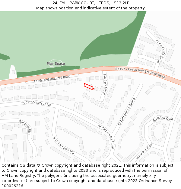 24, FALL PARK COURT, LEEDS, LS13 2LP: Location map and indicative extent of plot