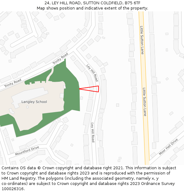 24, LEY HILL ROAD, SUTTON COLDFIELD, B75 6TF: Location map and indicative extent of plot