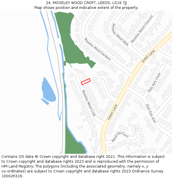 24, MOSELEY WOOD CROFT, LEEDS, LS16 7JJ: Location map and indicative extent of plot