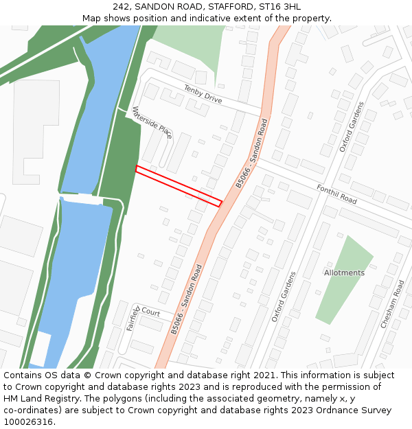 242, SANDON ROAD, STAFFORD, ST16 3HL: Location map and indicative extent of plot