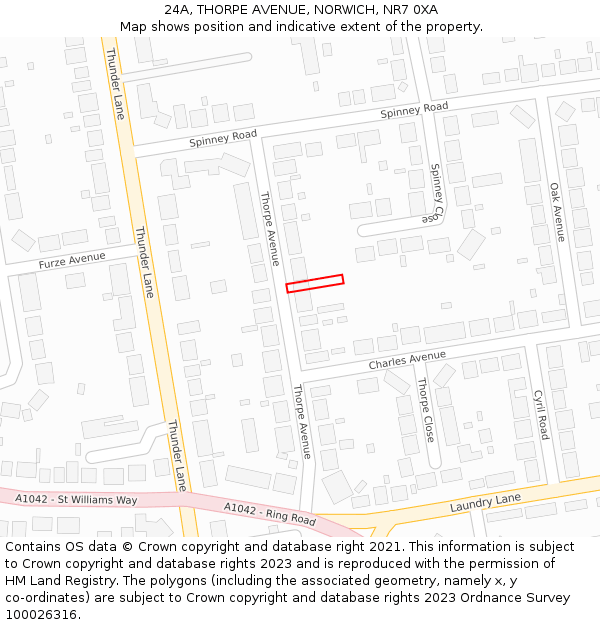 24A, THORPE AVENUE, NORWICH, NR7 0XA: Location map and indicative extent of plot