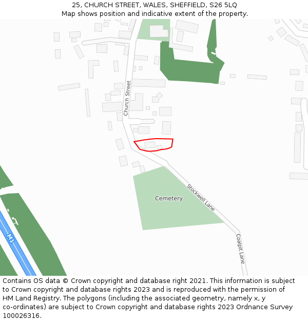 25, CHURCH STREET, WALES, SHEFFIELD, S26 5LQ: Location map and indicative extent of plot