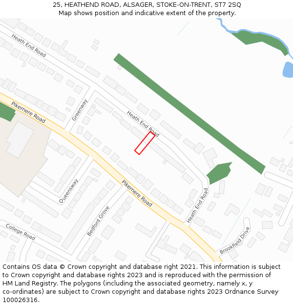 25, HEATHEND ROAD, ALSAGER, STOKE-ON-TRENT, ST7 2SQ: Location map and indicative extent of plot