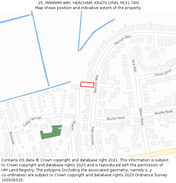25, MARRAM WAY, HEACHAM, KING'S LYNN, PE31 7AN: Location map and indicative extent of plot