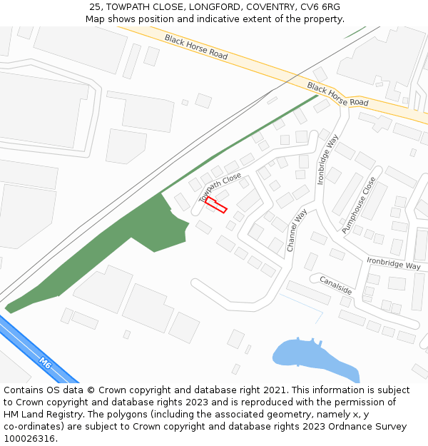 25, TOWPATH CLOSE, LONGFORD, COVENTRY, CV6 6RG: Location map and indicative extent of plot