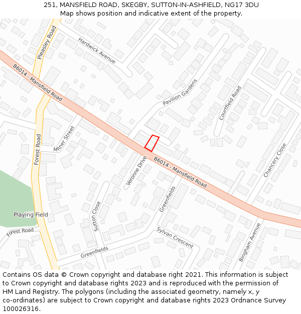 251, MANSFIELD ROAD, SKEGBY, SUTTON-IN-ASHFIELD, NG17 3DU: Location map and indicative extent of plot