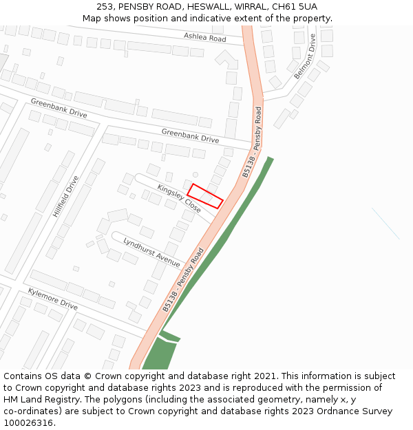 253, PENSBY ROAD, HESWALL, WIRRAL, CH61 5UA: Location map and indicative extent of plot