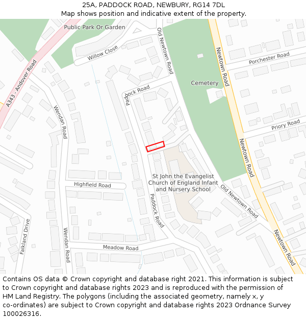 25A, PADDOCK ROAD, NEWBURY, RG14 7DL: Location map and indicative extent of plot