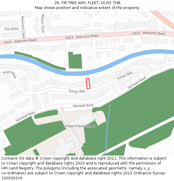 26, FIR TREE WAY, FLEET, GU52 7NB: Location map and indicative extent of plot