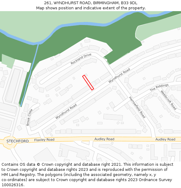261, WYNDHURST ROAD, BIRMINGHAM, B33 9DL: Location map and indicative extent of plot