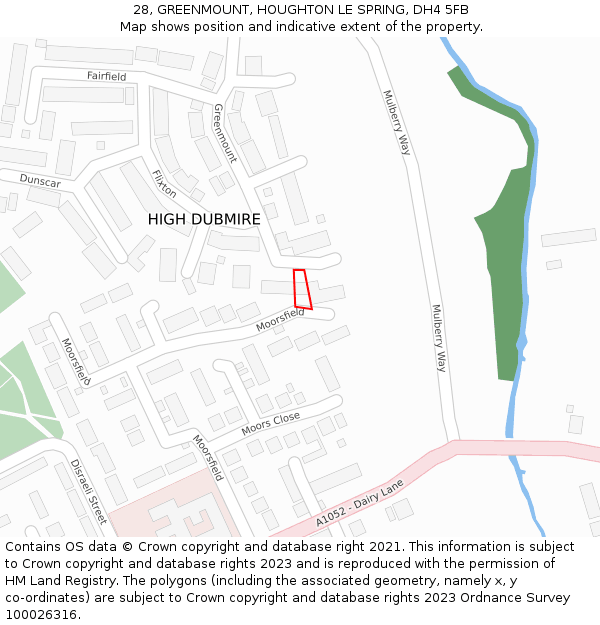 28, GREENMOUNT, HOUGHTON LE SPRING, DH4 5FB: Location map and indicative extent of plot