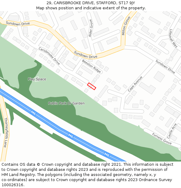 29, CARISBROOKE DRIVE, STAFFORD, ST17 9JY: Location map and indicative extent of plot