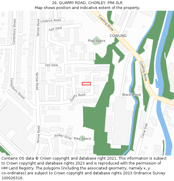29, QUARRY ROAD, CHORLEY, PR6 0LR: Location map and indicative extent of plot