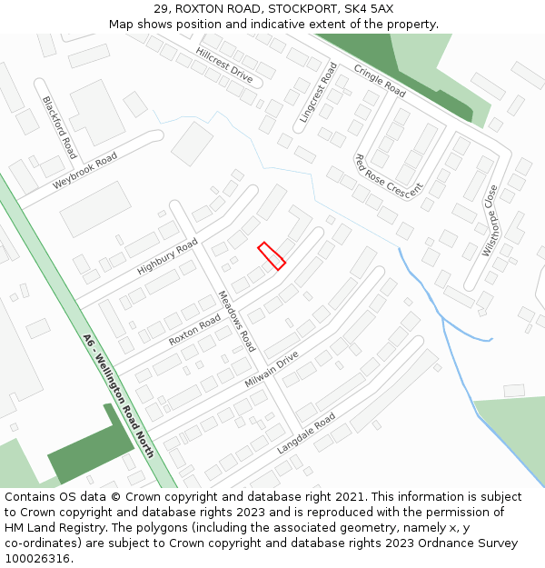 29, ROXTON ROAD, STOCKPORT, SK4 5AX: Location map and indicative extent of plot