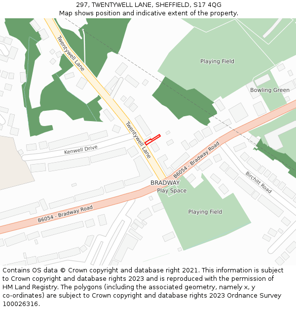297, TWENTYWELL LANE, SHEFFIELD, S17 4QG: Location map and indicative extent of plot