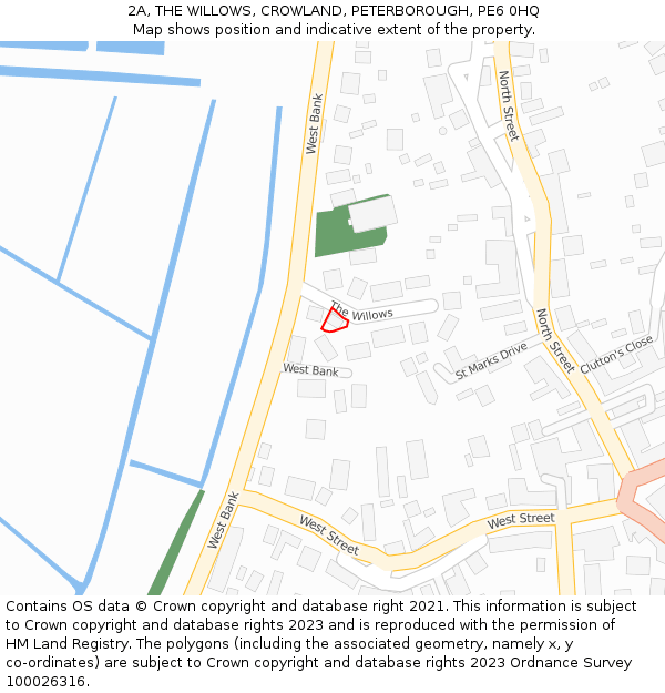2A, THE WILLOWS, CROWLAND, PETERBOROUGH, PE6 0HQ: Location map and indicative extent of plot